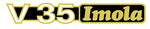 V 35 Imola-Seitendeckel-Schriftzug (wie Original - hier gold/weiß/schwarz)